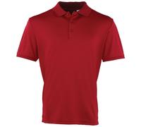 (3XL, Burgundy) Premier Mens Coolchecker Pique Short-Sleeved Polo Shirt