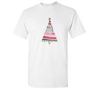 (3XL) Christmas Festival Tree Star Light Cartoon Art Men White T Shirt Tee Top