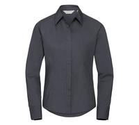 (3XL, Convoy Grey) Russell Collection Ladies/Womens Long Sleeve Poly-Cotton Easy Care Fitted Poplin Shirt
