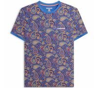 Lambretta Mens Paisley Brand Short Sleeve T-Shirt - Dark Blue/Sand - 3XL