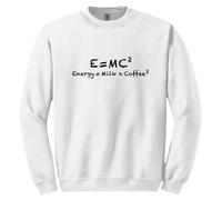 (3XL) E=mc2 Energy Milk Coffee Funny Einstein White Sweater Mens Sweatshirt Jumper