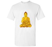 (3XL) Gautama Gold Buddha Buddhism Buddhist Religion Art Men T Shirt Tee Top