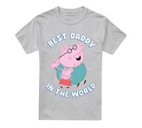 (3XL, Heather Grey) Peppa Pig Unisex Adult Best Daddy In The World T-Shirt