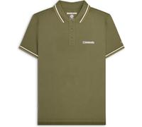 (3XL, Khaki (Silver/Cashew)) Lambretta Mens Twin Tipped Short Sleeve 3 Button Placket Cotton Polo Shirt Top
