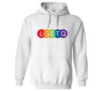 (3XL) LGBTQ Flag Colourful Rainbow Gay Pride Lesbian White Hoodie Mens Hooded Sweater