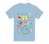 (3XL, Light Blue) SpongeBob SquarePants Mens Character Faces T-Shirt