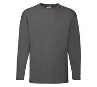 Fruit of the Loom Men's Valueweight Crew Neck Long Sleeve T-Shirt in Mid Grey | Size: 3XL Fruit Of The Loom Mid Grey 3XL
