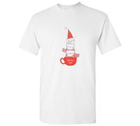 (3XL) Merry Christmas Cat Cafe Winter Cartoon Art White Men T Shirt Tee Top
