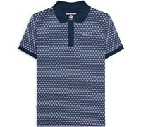 (3XL, Navy) Lambretta Mens Geo Roundel All Over Pattern Short Sleeve Cotton Polo Shirt Top