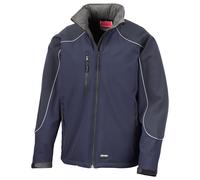 (3XL, Navy/Navy) WORK-GUARD by Result Mens Ice Fell Hooded Soft Shell Jacket