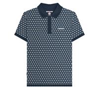 (3XL, Navy/Silver) Lambretta Mens Roundel Geometric Big & Tall Polo Shirt