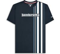 (3XL, Navy/Smoke Blue) Lambretta Mens Multi Stripe Short Sleeve Crew Neck Cotton T-Shirt Top Tee