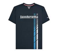 (3XL, Navy/White/Blue) Lambretta Mens SS25 Racing Stripe T-Shirt