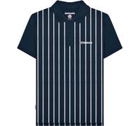 (3XL, Navy/White) Lambretta Mens Pinstripe Short Sleeve Contrast Collar Polo Shirt