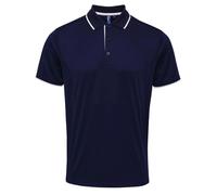 (3XL, Navy/White) Premier Mens Coolchecker Contrast Pique Polo Shirt