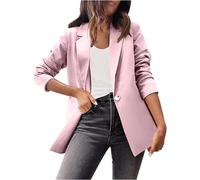(3XL, Pink) Women's Suit Jacket Lapel Casual Suit Long Sleeve Office Suit Blazers Open Front Button Elegant Blazer Office Work Business Suit Jacket for Women