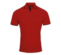 (3XL, Red/Black) Premier Mens Contrast Coolchecker Polo Shirt