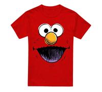 (3XL, Red) Sesame Street Unisex Adult Elmo Sketch Face Heather T-Shirt