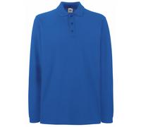 (3XL, Royal) Fruit Of The Loom Mens Premium Long Sleeve Polo Shirt