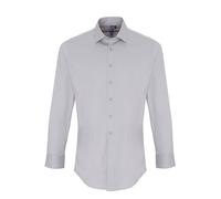 Premier Mens Stretch Fit Poplin Long Sleeve Shirt (Silver) - Size 3XL