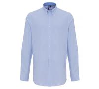 (3XL, White/Light Blue) Premier Mens Cotton Rich Oxford Stripe Shirt