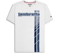 (3XL, White/Navy/Blue) Lambretta Mens Fade Racing Stripe Short Sleeve T-Shirt