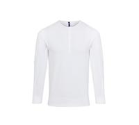 (3XL, White) Premier Mens Long John Roll Sleeve T-Shirt
