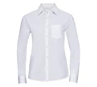 (3XL, White) Russell Collection Ladies/Womens Long Sleeve Shirt