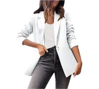 (3XL, White) Women's Suit Jacket Lapel Casual Suit Long Sleeve Office Suit Blazers Open Front Button Elegant Blazer Office Work Business Suit Jacket for Women