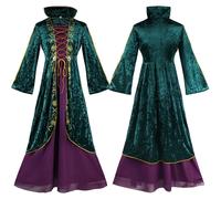 (3XL) Winifred Sanderson Hocus Pocus Cosplay Dress Halloween Medieval Stage Costumes