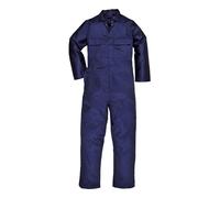 (3XL x Long, Navy) Portwest Mens Euro Work Polycotton Coverall (S999) / Workwear (Pack of 2)