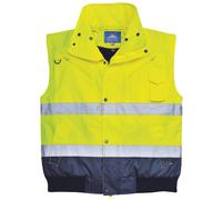 (3XL, Yellow/Navy) Portwest Mens 3 In 1 Hi-Vis Bomber Jacket (C465) / Workwear