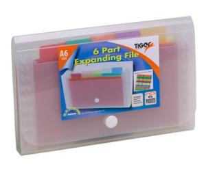 3XRainbow A6 6 Pocket Expanding File Folders Multicoloured Pockets