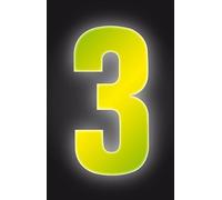 3XSelf Adhesive Wheelie Bin Numbers 17cm - 3 - High Visibility Yellow
