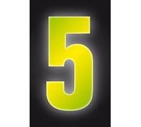 3XSelf Adhesive Wheelie Bin Numbers 17cm - 5 - High Visibility Yellow