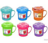 3xSistema Klip It Microwave Soup To Go Mug, 565ml, Assorted Colours
