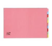 3xSubject Dividers Multipunched Manilla Board 10-Part Oblong A3 Assorted