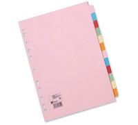 3XSubject Dividers Multipunched Manilla Board 12-Part A4 Assorted [Pack 10]