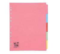 3XSubject Dividers Multipunched Manilla Board 5-Part Extra Wide A4 Assorted [Pack 10]