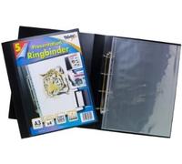 3xTiger A3 deluxe portrait 4-D ring binder folder file art black presentation portfolio + 5 sleeves