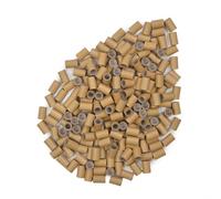 4.0 * 2.8 * 6.0 mm Copper Tube Micro Link Beads with Silicone Lined Micro Ring Hair Beads for I-Tip Hair Extensions (500 Pcs Dark Blonde)