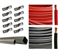 4/0 Gauge 4/0 AWG 10 Feet Red + 10 Feet Black Welding Battery Pure Copper Flexible Cable + 10pcs of 3/8" Tinned Copper Cable Lug Terminal Connectors + 3 Feet Black Heat Shrink Tubing