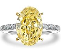 4.09 Carat Oval Cut Natural Yellow Sapphire Pukhraj Gemstone Handmade 925 Sterling Silver Engagement Wedding Gift Ring For Her