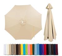 4.0m/3.5m/3.0m/2.7m/2.5m/2.3m/2m Umbrella Replacement Parasol Canopy, 6/8 Ribs Sun Umbrella Replacement Cloth Umbrella Cover Standby For Patio/Beach/Backyard Parasol Fabric Canopy Cover Beige