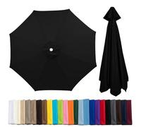 4.0m/3.5m/3.0m/2.7m/2.5m/2.3m/2m Umbrella Replacement Parasol Canopy, 6/8 Ribs Sun Umbrella Replacement Cloth Umbrella Cover Standby For Patio/Beach/Backyard Parasol Fabric Canopy Cover Black