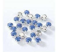 4.0mm-8mm Glitter Glass Sewing Rhinestones with Sliver Base Round Crystal Strass Stones for Diamond Jewellery Clothes DIY-Lt.Sapphire-8mm-50pcs