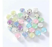 4.0mm-8mm Glitter Glass Sewing Rhinestones with Sliver Base Round Crystal Strass Stones for Diamond Jewellery Clothes DIY-Jelly Mixed Color-4.0mm-200pcs
