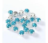 4.0mm-8mm Glitter Glass Sewing Rhinestones with Sliver Base Round Crystal Strass Stones for Diamond Jewellery Clothes DIY-Aquamarine-4.0mm-200pcs
