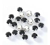 4.0mm-8mm Glitter Glass Sewing Rhinestones with Sliver Base Round Crystal Strass Stones for Diamond Jewellery Clothes diy-Black-8mm-50pcs