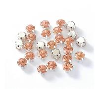 4.0mm-8mm Glitter Glass Sewing Rhinestones with Sliver Base Round Crystal Strass Stones for Diamond Jewellery Clothes diy-Champagne-6mm-100pcs